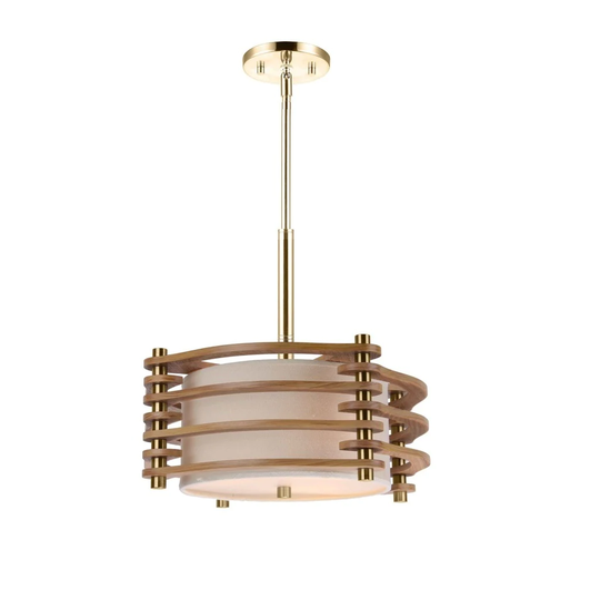 Woodbridge Lighting 16020-WSA3 Steps Wood and Fabric 3-light Pendant Light