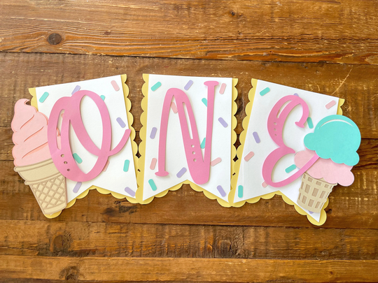 Ice Cream High Chair Banner/ First Birthday/ Party Decoration