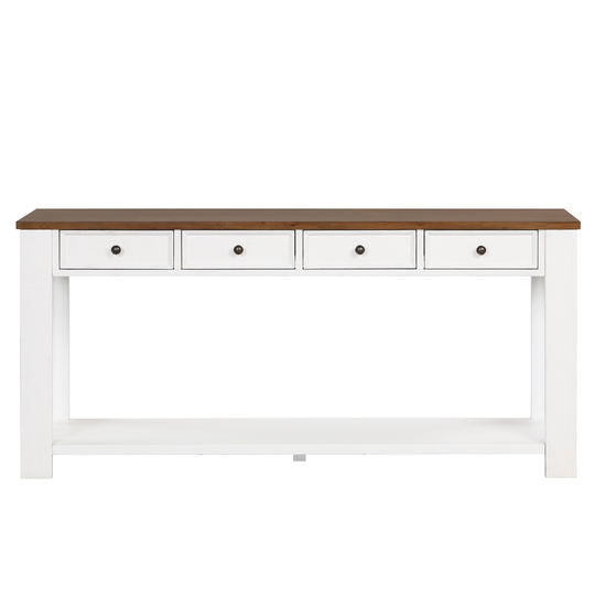 Wood Console Table, Side Table Entryway Table with 4 Drawers & 1 Shelf