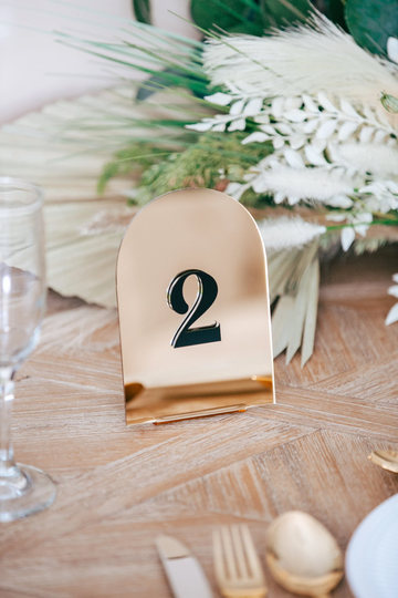 Wedding Mirrored Arch Table Numbers Modern Party Event Decor, Acrylic Numbers, Shape Sign | mma622