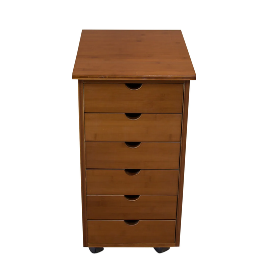 Solid Bamboo Frame 6 Drawer Storage Cart