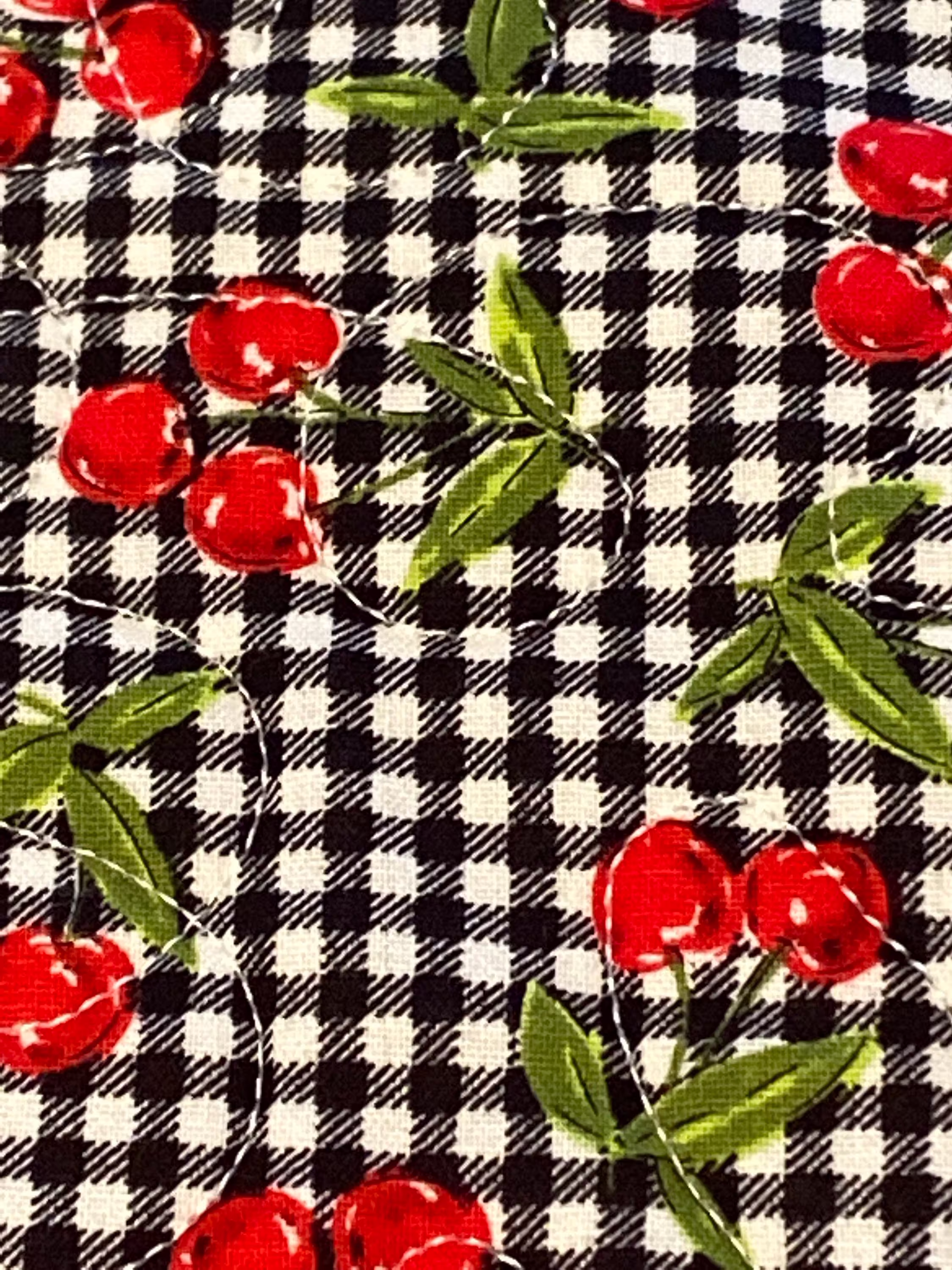 Checks & Cherries Quilted Table Runner 45"x12" #8529