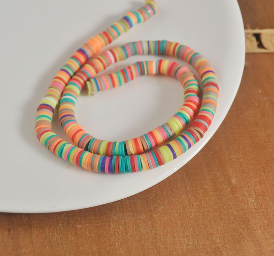 6mm Vinyl Heishi Beads, Green Mixed Color Polymer Clay Beads, African Polymer Clay Diy Making Jewelry Bead, Length 40cm6-18#