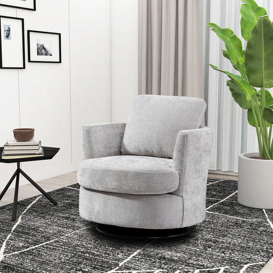 31.9"W Chenille Swivel Accent Barrel Chair and Comfy Round Accent Sofa Chair for Living Room