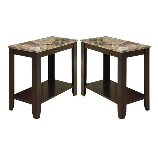Accent End Table in Marble and Cappuccino - Set of 2 - 54 x 84