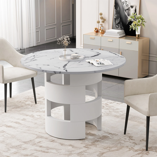 42 Inch With Marble Table Top Round Dining Table