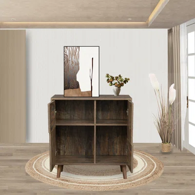 Wooden Sideboard With 4 Storage Espresso