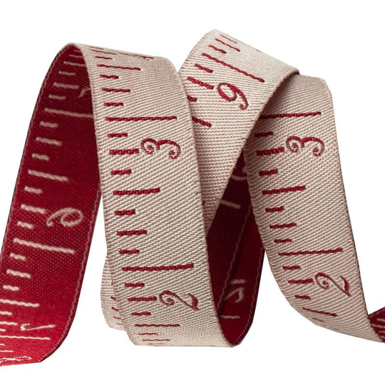 Tape Measure French Pearl & Red - 5/8" General By Renaissance Ribbons The Yard