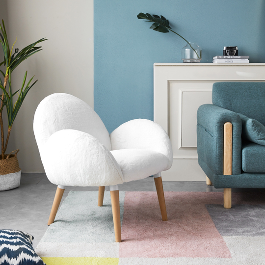 JASIWAY Pure Solid Wood Beech Frame Imitation Lamb Fabric Sofa Chair