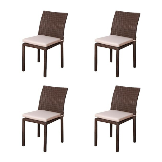 Liberty Outdoor Wicker Dining Chair Stacking Lawn Chair Set Patio Furniture (Set of 4)