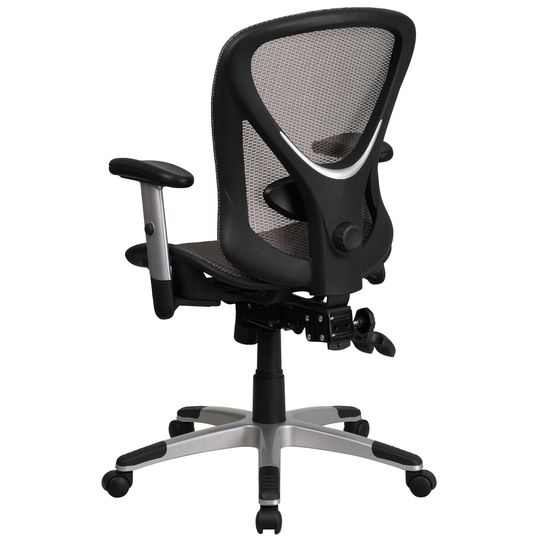 Mid-Back Transparent Gray Mesh Multifunction Office Chair with Adjustable Arms