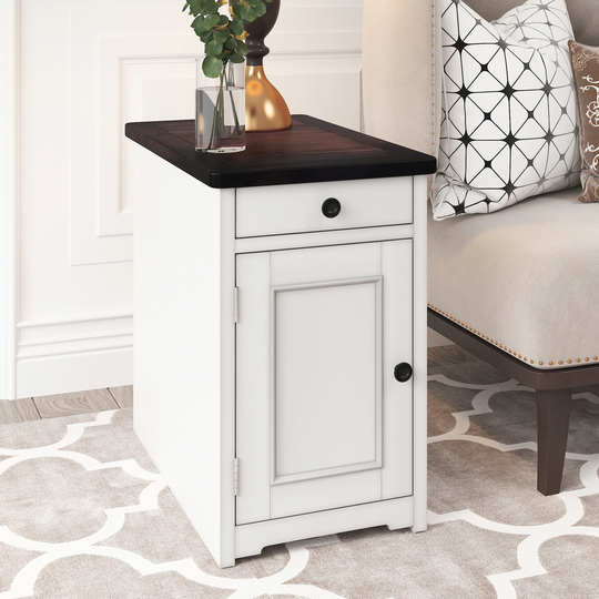 CTEX Stylish Nightstand, Two-tone Classic Vintage Livingroom End Table Side Table