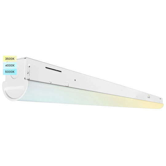 Luxrite 4FT LED Slim Shop Light, 34W/38W/45W, 5940 Lumens, 3 Color Selectable 3500K-5000K, Dimmable, Damp Rated