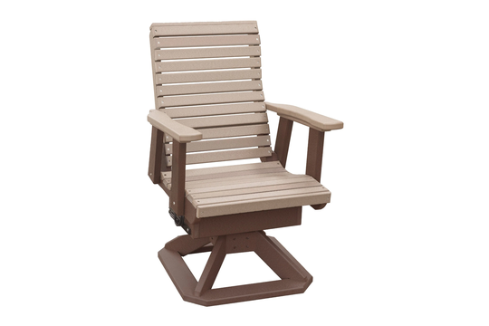 Dutchcrafters Horizontal Slat High Roll Back Swivel Rocker Poly Patio Chair - Choose Your Colors Amish Made in Usa