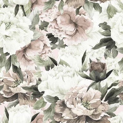 Nicol Seamless Watercolor Roses 10' L x 24" W Peel and Stick Wallpaper Roll