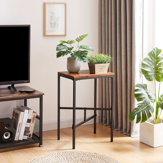 VECELO, Square End Table, Set of 2, Table Nightstand for Living Room, 24 Inch Counter Height, Brown - 15.75*11.81*23.62