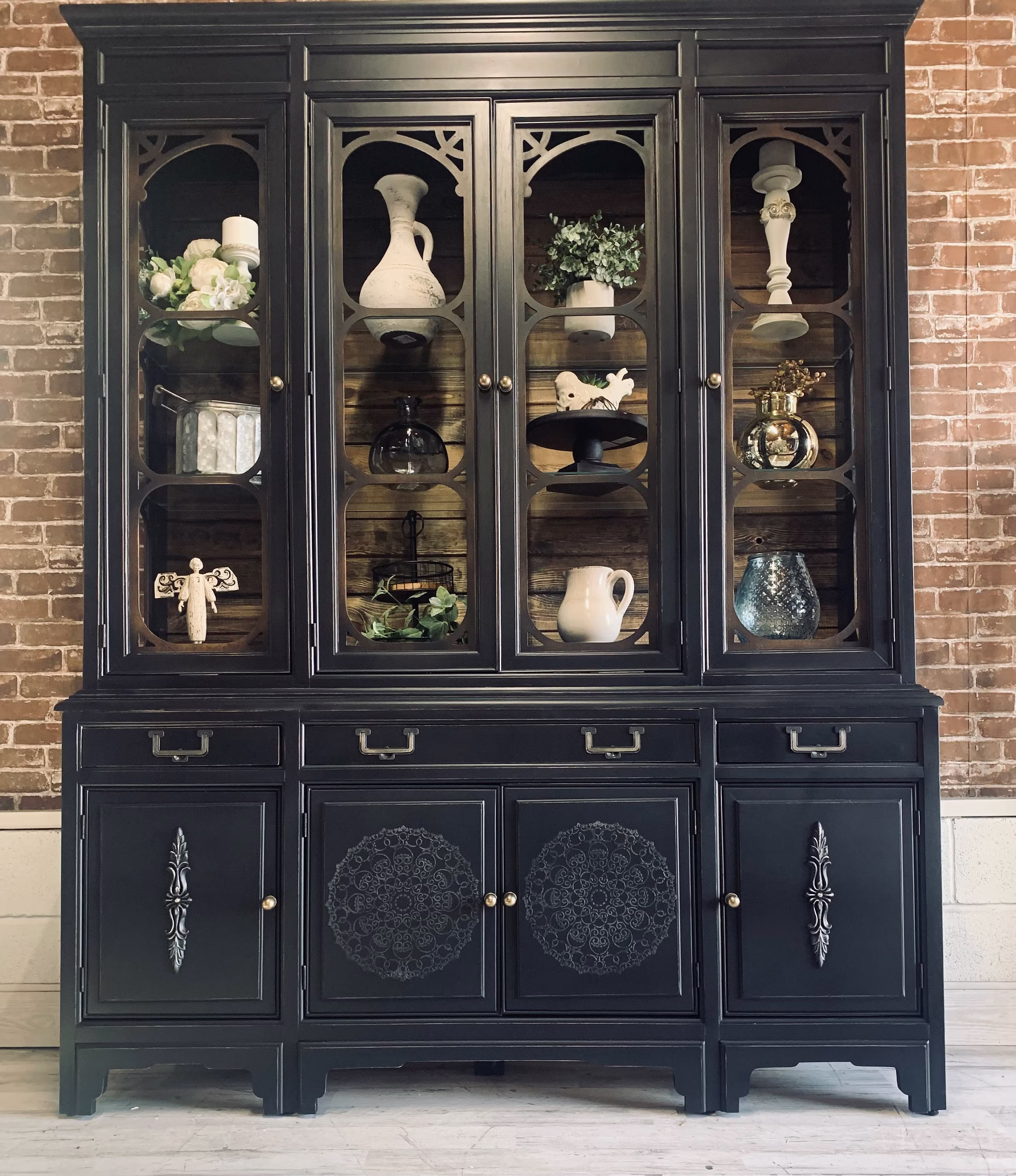 Sold Please Do Not Purchase. This Is Listed As An Example Of Our Work. Buffet & Sideboard, Black Farmhouse Hutch, Home Decor