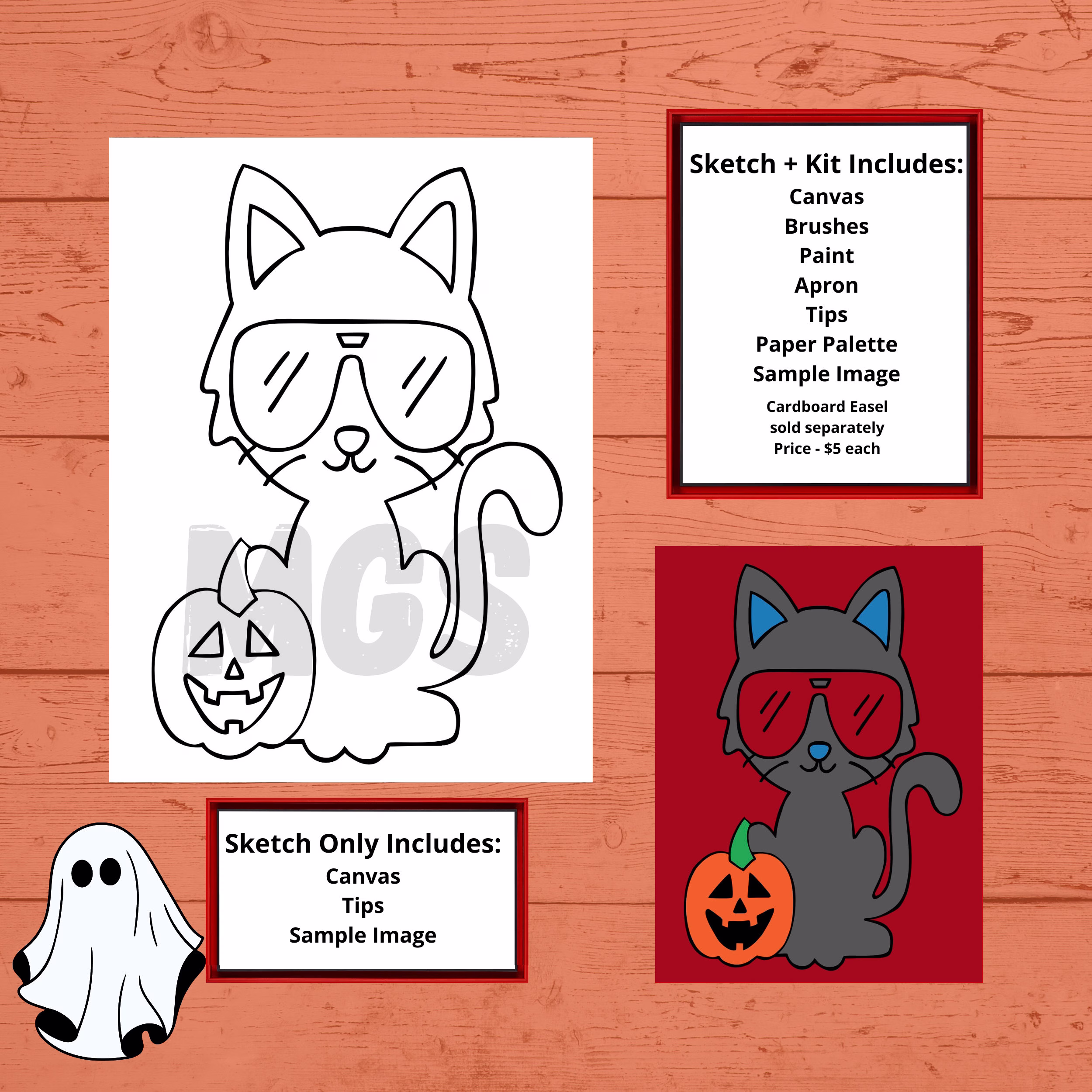 Boy Cat/Pre-Drawn Canvas Paint Parties Outlined Sip & Kit Diy Party Halloween
