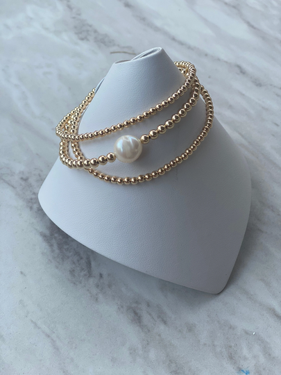 The Pearl Stack Set Of 3 Bracelets Gold Filled Beaded