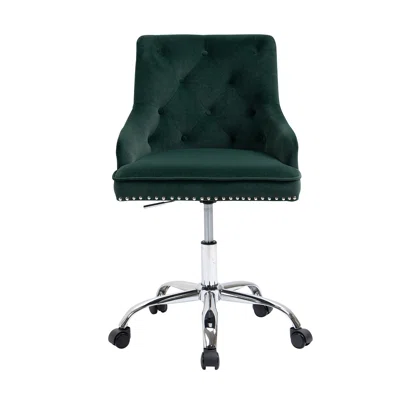 Modern Mid-Back Tufted Office Chair, Swivel Height-Adjustable Accent Home Desk Chair,Cute Velvet Soft Seat