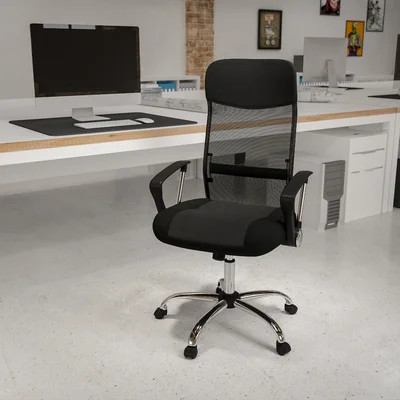 Winsett High Back Leather & Mesh Swivel Task Office Chair w/Adjustable Height