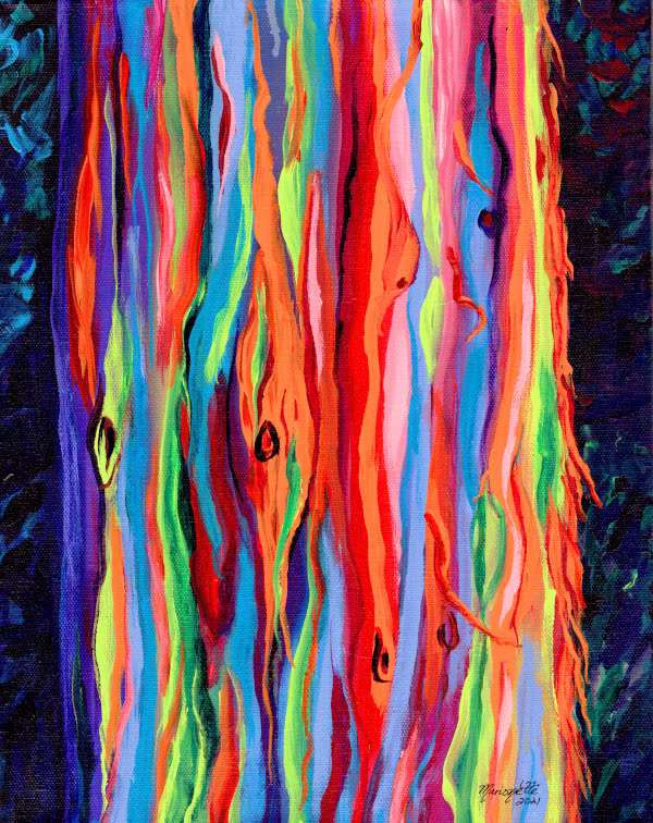 Colorful Rainbow Eucalyptus Tree, Kauai Trees, Painting, Hawaiian Art, Hawaii Decor