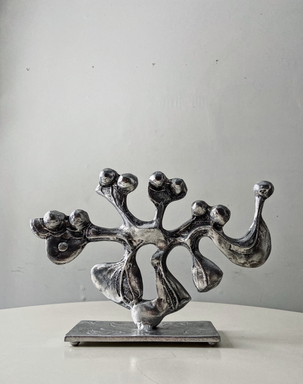 stunning Candle Holder Sculpture By Artist Donald Drumm 1960S Brutalism Aluminum Large Menorah Table Paul Evans