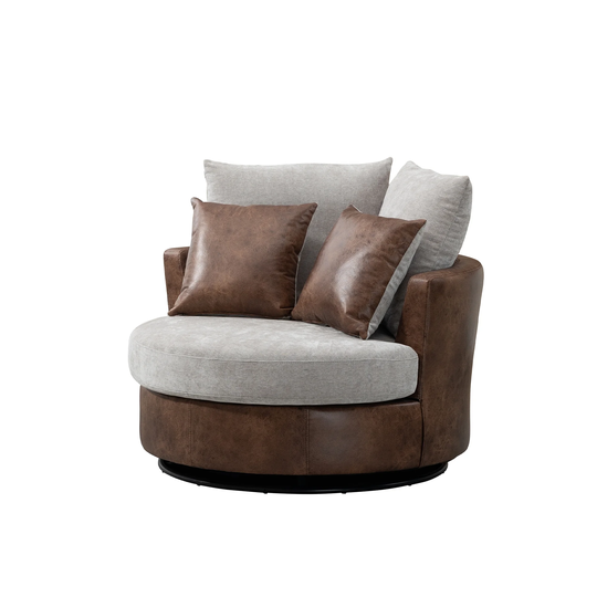 Swivel Accent Barrel Chair and Sofa with 4 Pillows 360 Degree Swivel Round Sofa