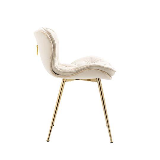 Vintage Design Velvet Dining Chair Upholstered Side Chair Accent Chair with Polished Gold Legs, Set of 4