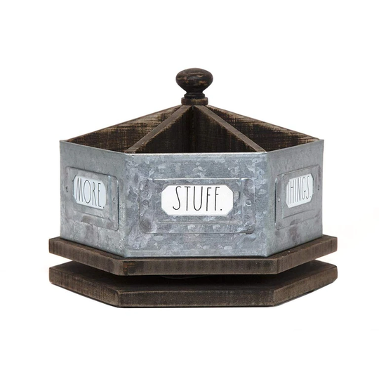 Rae Dunn Galvanized Rotating Desktop Stationary Spinner