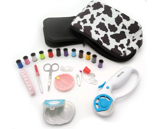 Cow Print Travel Sewing Kit, Leopard Mini Kit For Emergency Supplies, Mending Gift, Needle Case, Thread Organizer