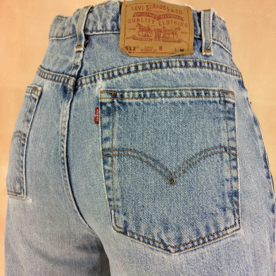 Size 28 Vintage Levis 512 Altered Reworked Women's Jeans High Rise Light Wash Slim Fit Straight Leg Mom Boyfriends Waist 28"