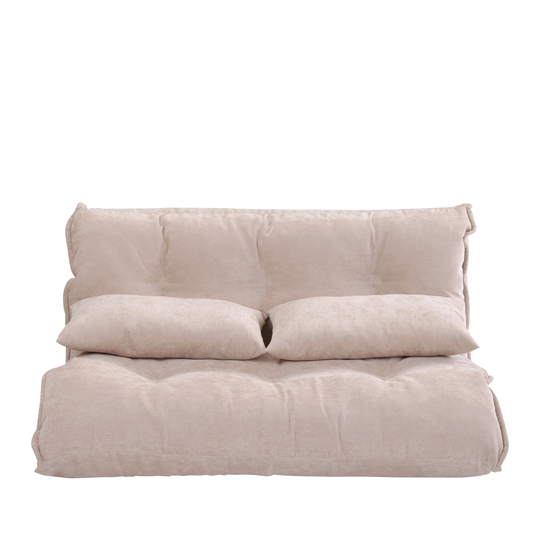 EYIW Fabric Upholstered Lazy Sofa, Adjustable Folding Futon Sof,a Video Gaming Sofa with Two Pillows