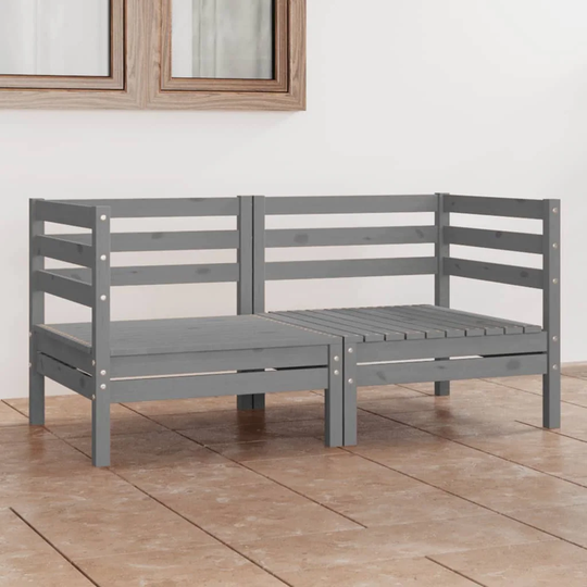 Patio 2-Seater Sofa Gray Solid Pinewood