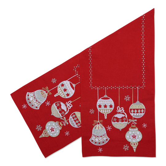 Pillow Perfect Indoor Sparkling Christmas Ornament 72-inch Table Runner - 72 X 16 X 0.1