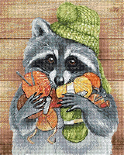 Raccoon With Yarns Diamond Painting Set By Crafting Spark. Cs2576 Art Kit. Large Kit