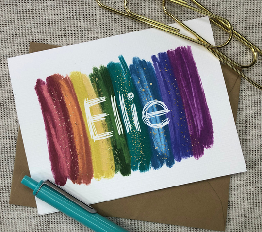 Colorful Personalized Notecards/Rainbow Notecards With Name/Personalized Stationery/Rainbow Notecards/Personal Stationery