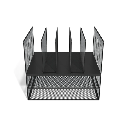 TRU RED 7-Compartment Matte Black Wire Mesh File Organizer - 11.34" x 13.23" x 11.22"