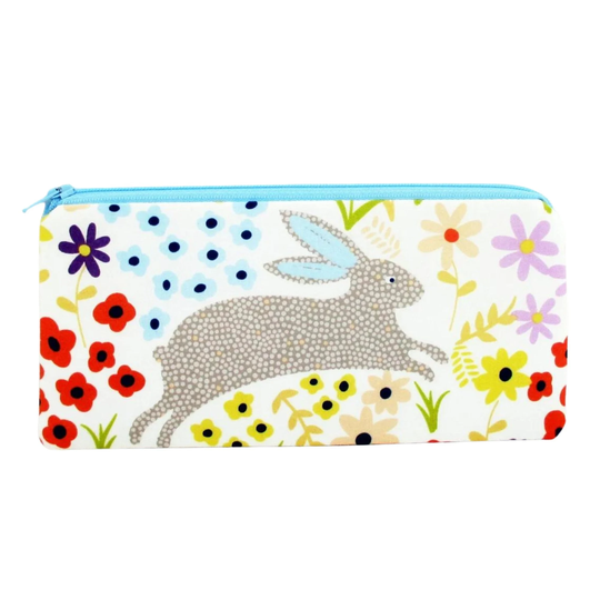 Zippered Pencil Pouch, Spring Rabbit, Easter Bunny, Long Zipper Bag, Treat Bag