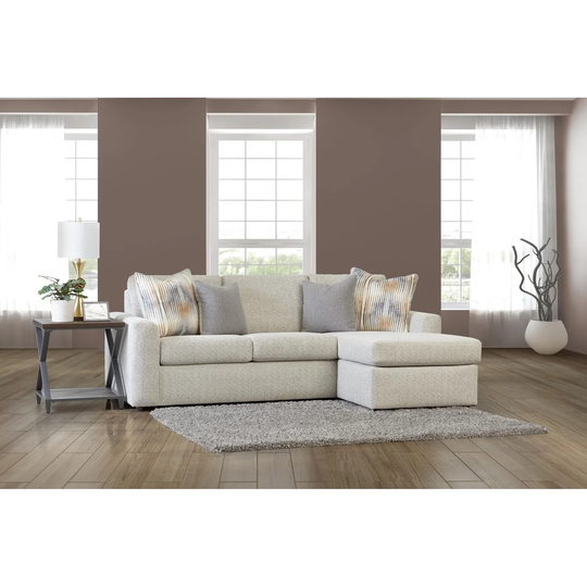 Bucks Ultra-Comfort Upholstered Cream Fabric Sofa Chaise