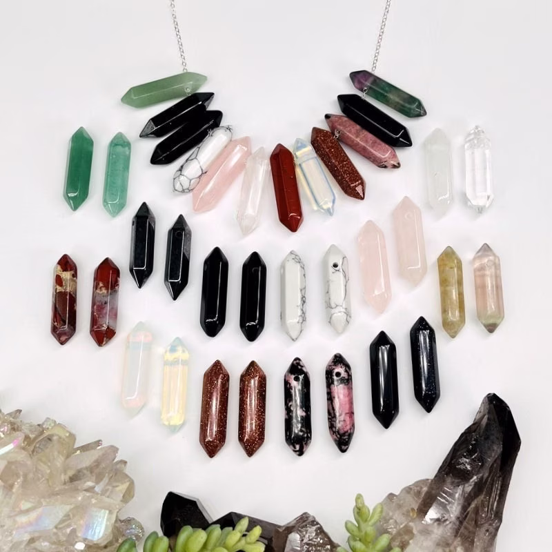 Double Terminated Pencil Point Beads -Top Side Drilled - You Select Stone