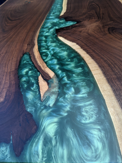 Live Edge Dining Table, Resin River Walnut Coffee Desktop, Gaming, Computer Desk, Home Office, Gift