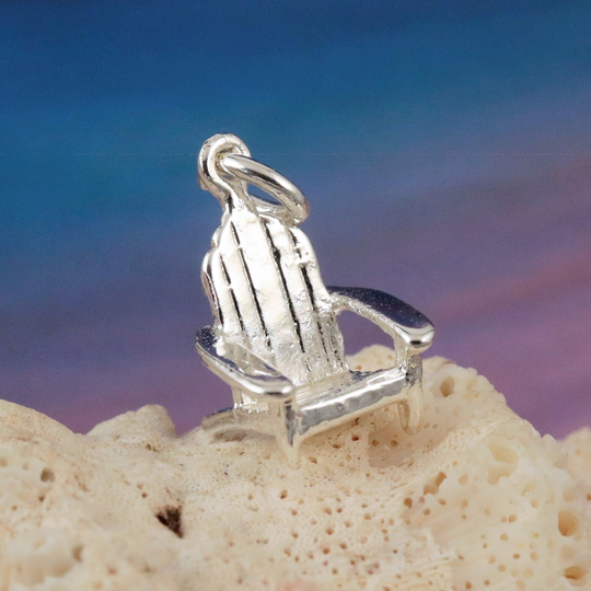 Silver Adirondack Chair Charm 7/8" Long .925 Sterling Hand Polished Beach Chair, Fast Free Shipping, Bracelet Gift For Her