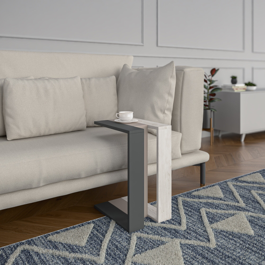 C Shaped Side Table/End Nightstand | Modern Coffee For Living Room Bedroom Couch