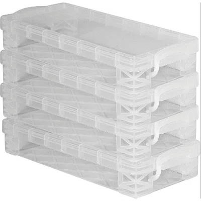 Pencil Box, Stackable School Supply Organizer Pencil Case - For Pencils, Pens, Crayon - 8.5" Width X 4 - Depth - Clear - 4 Pack