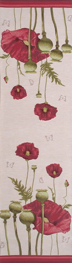 Poppy White Tapestry Table Runner Hand Finished Belgian