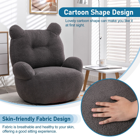 360 Degree Swivel Teddy Short Plush Particle Velvet Armchair Accent Chair for Living Room, Bedroom, Office, Lounge