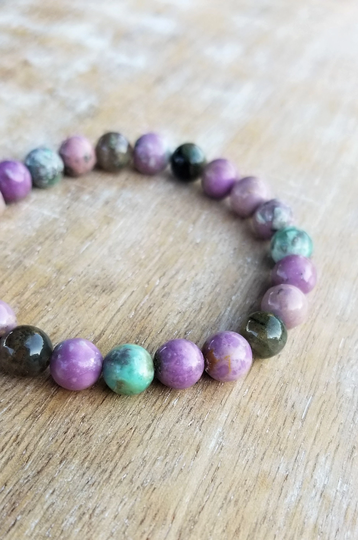 Opal Gemstone Beaded Bracelet, Colorful Stretchy 8mm Pink Purple Blue Green Bracelet