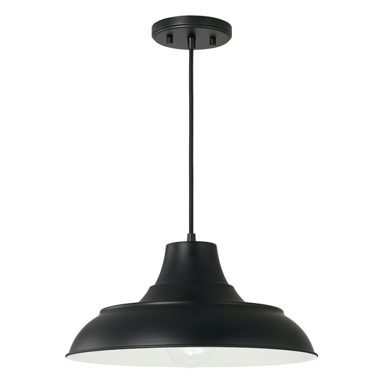 Jones 1-light Black/ White Cord-Hung Pendant