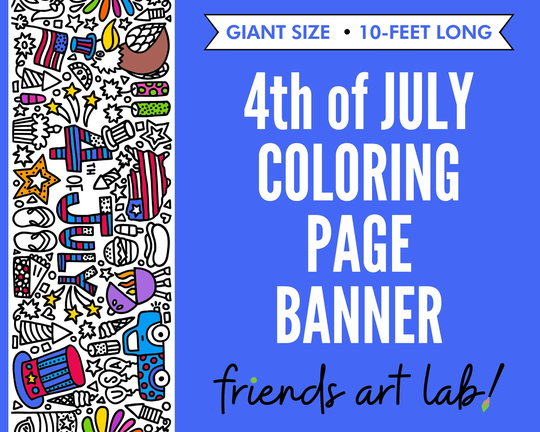 Giant 10-Foot 4Th Of July Coloring Page Banner | Poster July Fun Kids Activity Tablecloth|30"x120"In